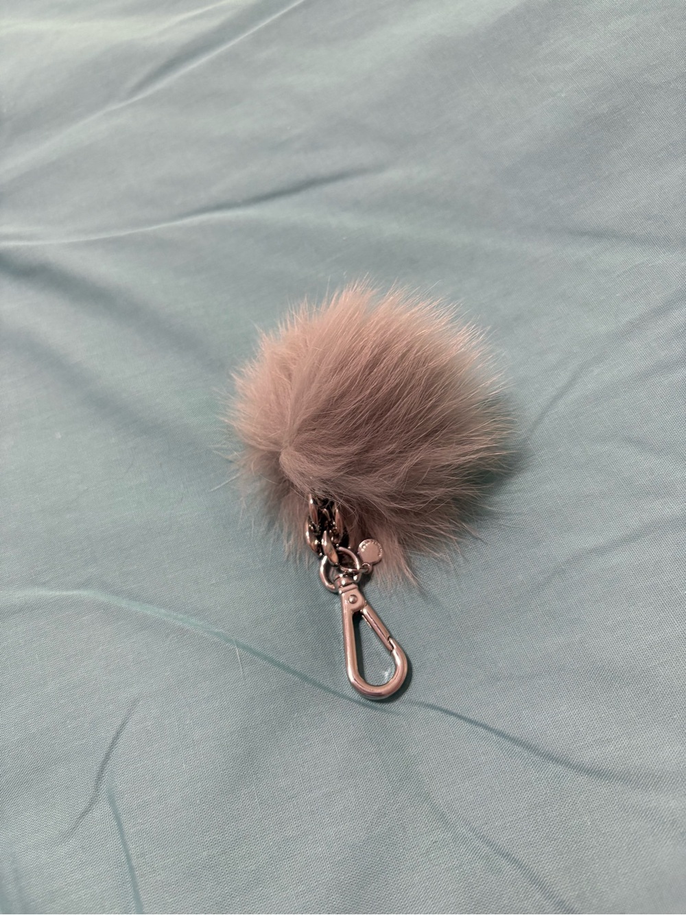 NWOT Michael Kors Plush Pom Pom Keychain Accessory in Light Grey